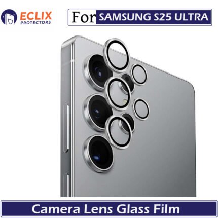 ECLIX Samsung S25 Ultra Camera Lens Glass Protector | Metal Ring Lens Guard | 9H Hardness HD Clear Anti Scratch | Full Protection Pack of 5 - Silver