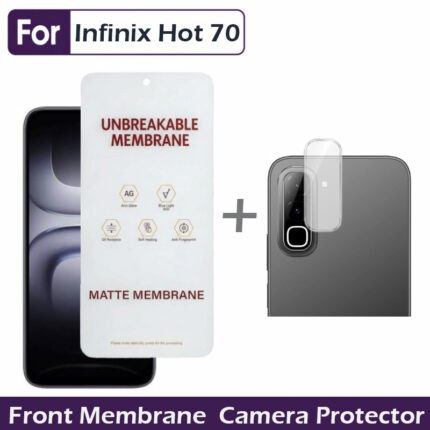 Infinix Hot 70 Front Matte Membrane + Flexible 9H Camera Lens Protector Combo Pack